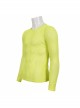 Yellow Elasticity High neck Long Sleeve Gothic Mesh T-shirt