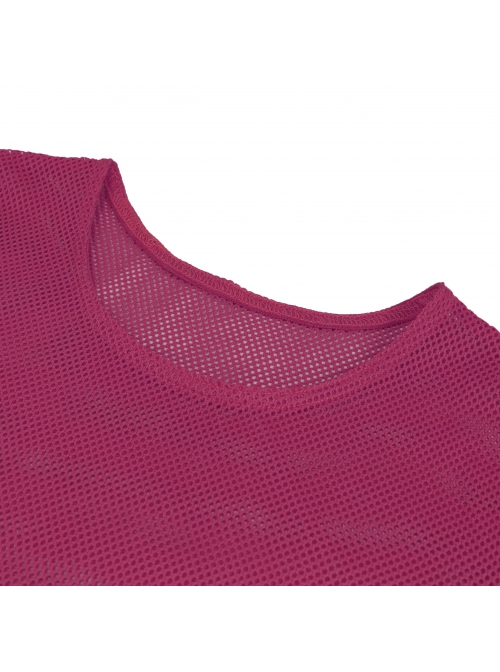 Rose Red Elasticity High neck Long Sleeve Gothic Mesh T-shirt