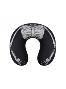 Gothic Black Skeleton Printed Decoration Memory Foam U-Shaped Pillow