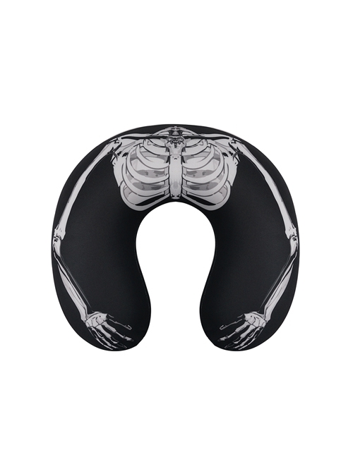 Gothic Black Skeleton Printed Decoration Memory Foam U-Shaped Pillow
