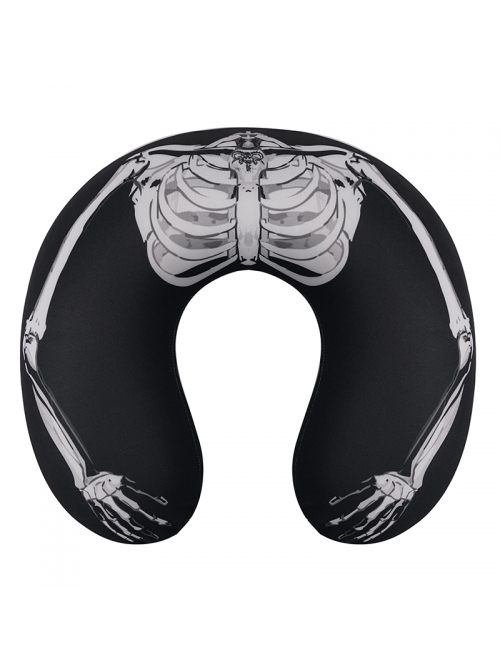 Gothic Black Skeleton Printed Decoration Memory Foam U-Shaped Pillow