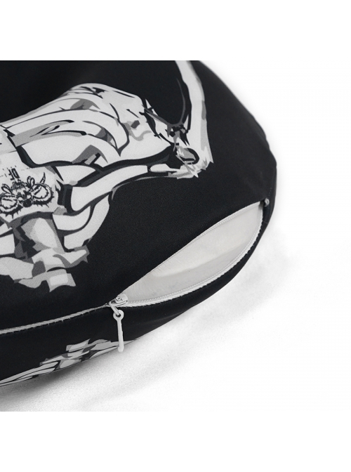 Gothic Black Skeleton Printed Decoration Memory Foam U-Shaped Pillow