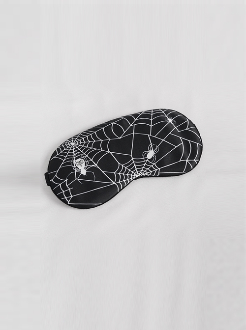 Gothic High Elastic Knitted Fabric Spider Web Print Black Eye Mask