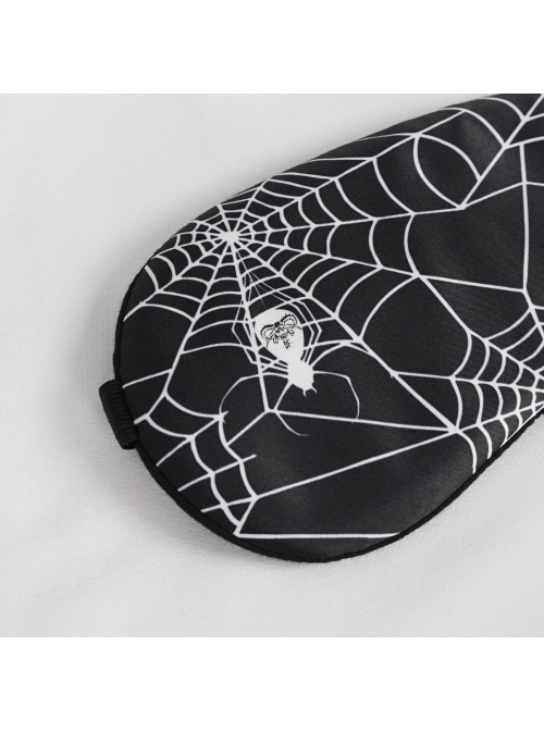 Gothic High Elastic Knitted Fabric Spider Web Print Black Eye Mask