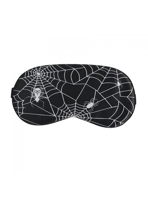 Gothic High Elastic Knitted Fabric Spider Web Print Black Eye Mask