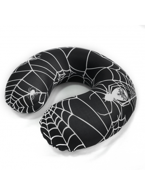 Gothic High Elastic Knitted Fabric Memory Foam Spider Web Print Black U-Shaped Pillow