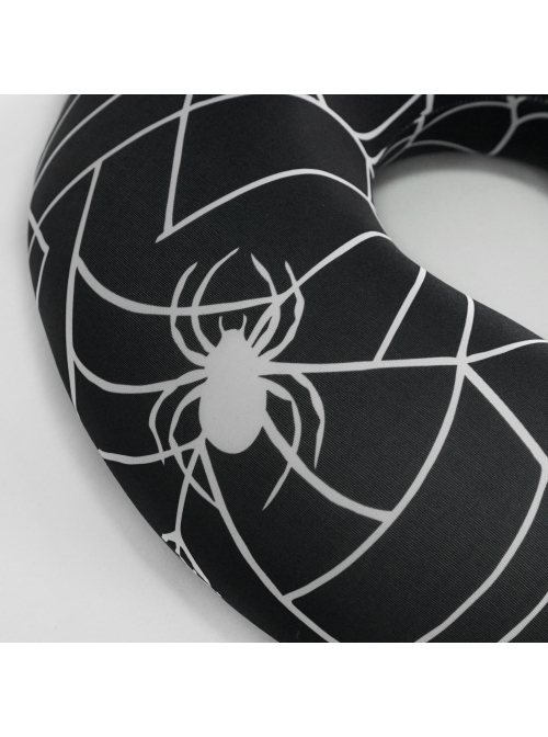 Gothic High Elastic Knitted Fabric Memory Foam Spider Web Print Black U-Shaped Pillow