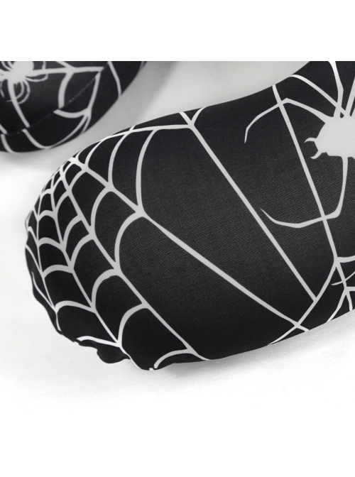 Gothic High Elastic Knitted Fabric Memory Foam Spider Web Print Black U-Shaped Pillow