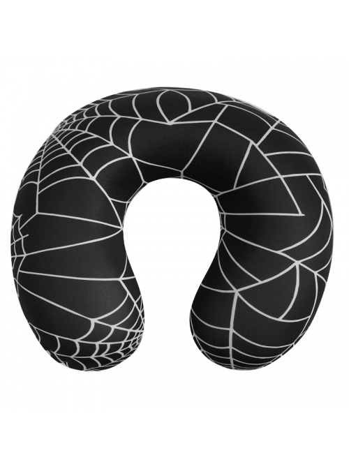 Gothic High Elastic Knitted Fabric Memory Foam Spider Web Print Black U-Shaped Pillow