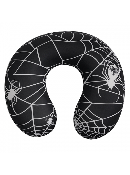 Gothic High Elastic Knitted Fabric Memory Foam Spider Web Print Black U-Shaped Pillow
