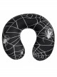 Gothic High Elastic Knitted Fabric Memory Foam Spider Web Print Black U-Shaped Pillow