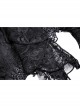 Black Gothic Retro Ruffle Neck Decorative Pattern Puff-Lace-Sleeves Brief Cape
