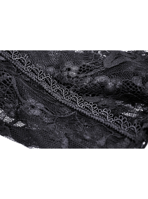 Black Gothic Retro Ruffle Neck Decorative Pattern Puff-Lace-Sleeves Brief Cape