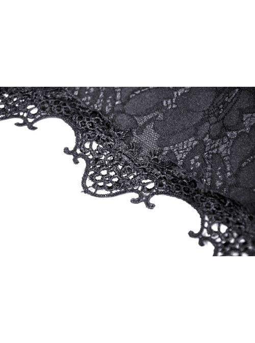 Black Gothic Retro Ruffle Neck Decorative Pattern Puff-Lace-Sleeves Brief Cape