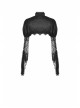 Black Gothic Retro Ruffle Neck Decorative Pattern Puff-Lace-Sleeves Brief Cape