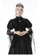 Black Gothic Retro Ruffle Neck Decorative Pattern Puff-Lace-Sleeves Brief Cape