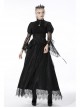 Black Gothic Retro Ruffle Neck Decorative Pattern Puff-Lace-Sleeves Brief Cape