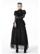 Black Gothic Retro Ruffle Neck Decorative Pattern Puff-Lace-Sleeves Brief Cape
