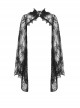 Gothic Pattern Decoration Butterfly Button Sexy Transparent Lace Bell Sleeves Black Cape