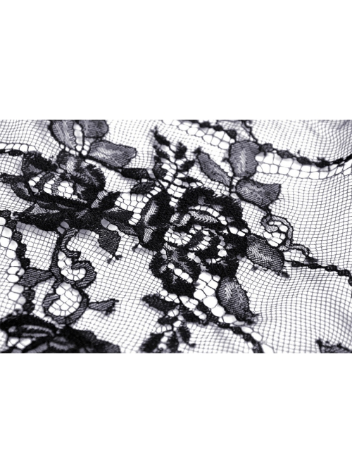 Gothic Pattern Decoration Butterfly Button Sexy Transparent Lace Bell Sleeves Black Cape