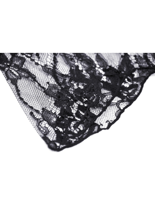 Gothic Pattern Decoration Butterfly Button Sexy Transparent Lace Bell Sleeves Black Cape