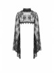 Gothic Pattern Decoration Butterfly Button Sexy Transparent Lace Bell Sleeves Black Cape
