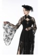 Gothic Pattern Decoration Butterfly Button Sexy Transparent Lace Bell Sleeves Black Cape