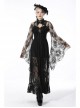 Gothic Pattern Decoration Butterfly Button Sexy Transparent Lace Bell Sleeves Black Cape