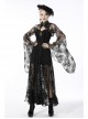 Gothic Pattern Decoration Butterfly Button Sexy Transparent Lace Bell Sleeves Black Cape