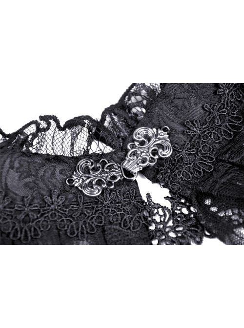 Gothic Pattern Decoration Butterfly Button Sexy Transparent Lace Bell Sleeves Black Cape