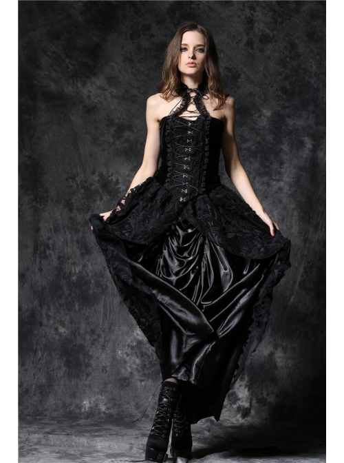 'Deathly Design' Black Gothic Lace Corset