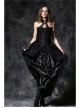 Black Gothic Button Decoration Strap Design Velvet Corset With Cord And Lace Aroundneck