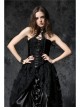 Black Gothic Button Decoration Strap Design Velvet Corset With Cord And Lace Aroundneck