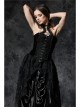 Black Gothic Button Decoration Strap Design Velvet Corset With Cord And Lace Aroundneck