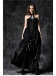 Black Gothic Button Decoration Strap Design Velvet Corset With Cord And Lace Aroundneck