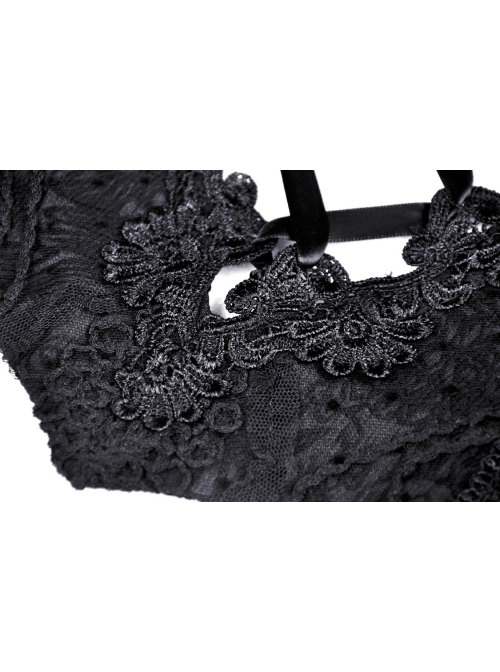 Gothic Lace Decoration Strap Design Luxe Embroiders Black Lady Underbust Corset