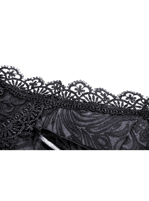 Gothic Lace Decoration Strap Design Luxe Embroiders Black Lady Underbust Corset