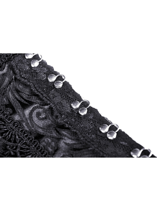 Gothic Lace Decoration Strap Design Luxe Embroiders Black Lady Underbust Corset
