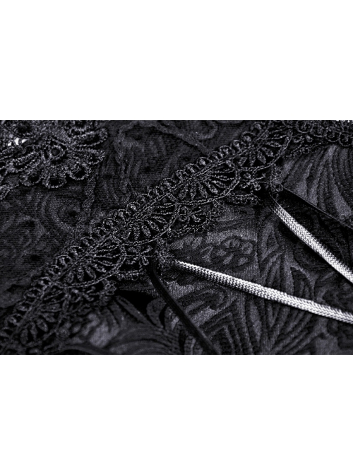 Gothic Lace Decoration Strap Design Luxe Embroiders Black Lady Underbust Corset