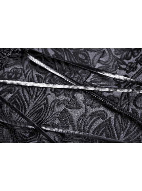 Gothic Lace Decoration Strap Design Luxe Embroiders Black Lady Underbust Corset