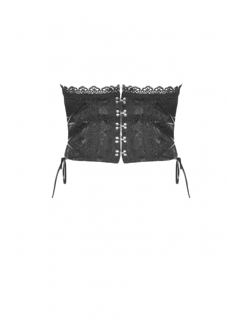 Gothic Lace Decoration Strap Design Luxe Embroiders Black Lady Underbust Corset