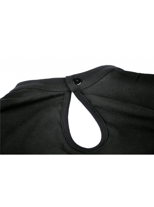 Black Punk Button Decoration Chain Design Long Sleeves Irregular Female Dress