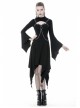 Black Punk Button Decoration Chain Design Long Sleeves Irregular Female Dress