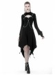 Black Punk Button Decoration Chain Design Long Sleeves Irregular Female Dress