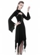 Black Punk Button Decoration Chain Design Long Sleeves Irregular Female Dress