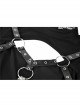 Black Punk Button Decoration Chain Design Long Sleeves Irregular Female Dress