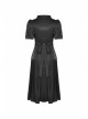 Glamorous Sparkling Queen Pearl Button Decoration Short Sleeve Lace Lapel Black Party Dress