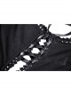 Street Fashion Lace Decoration Up  Chest Drawstring Design Transparent Long Sleeve Black Slim Dress
