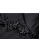 Gothic Lace Design Angel Wing Decoration Puff Short Sleeves Doll Mini Black Dress