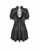 Gothic Lace Design Angel Wing Decoration Puff Short Sleeves Doll Mini Black Dress